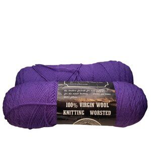 2 WONOCO 100% Virgin Wool Knitting Worsted Yarn 4 Oz Violet Purple Vintage USA